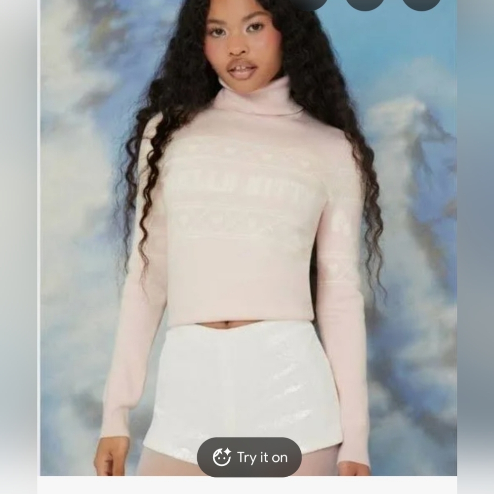 Women's Pink Turtleneck Sweater Hello Kitty